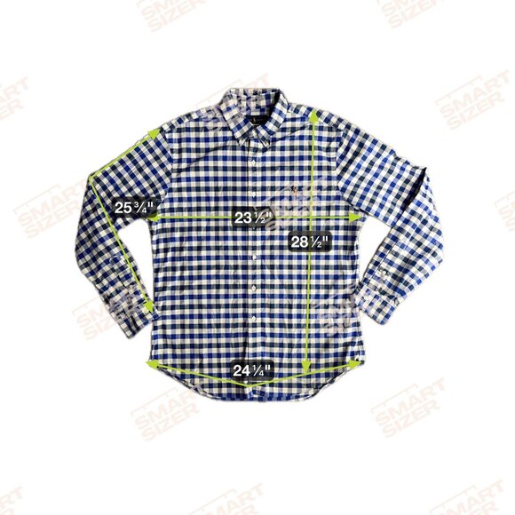 Ralph Lauren Button Up Oxford Shirt Men XL Slim Fit Blue Gingham Flesh Pony Logo - Picture 2 of 7